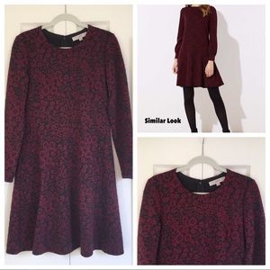 LOFT Floral Jacquard Swing Dress - Size 8